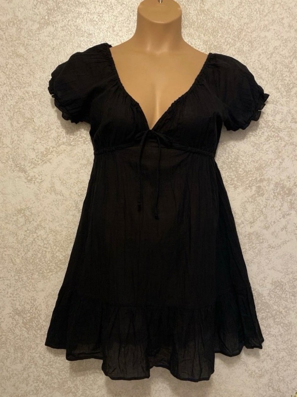 La Blanca Black Midi Dress with Tie Front